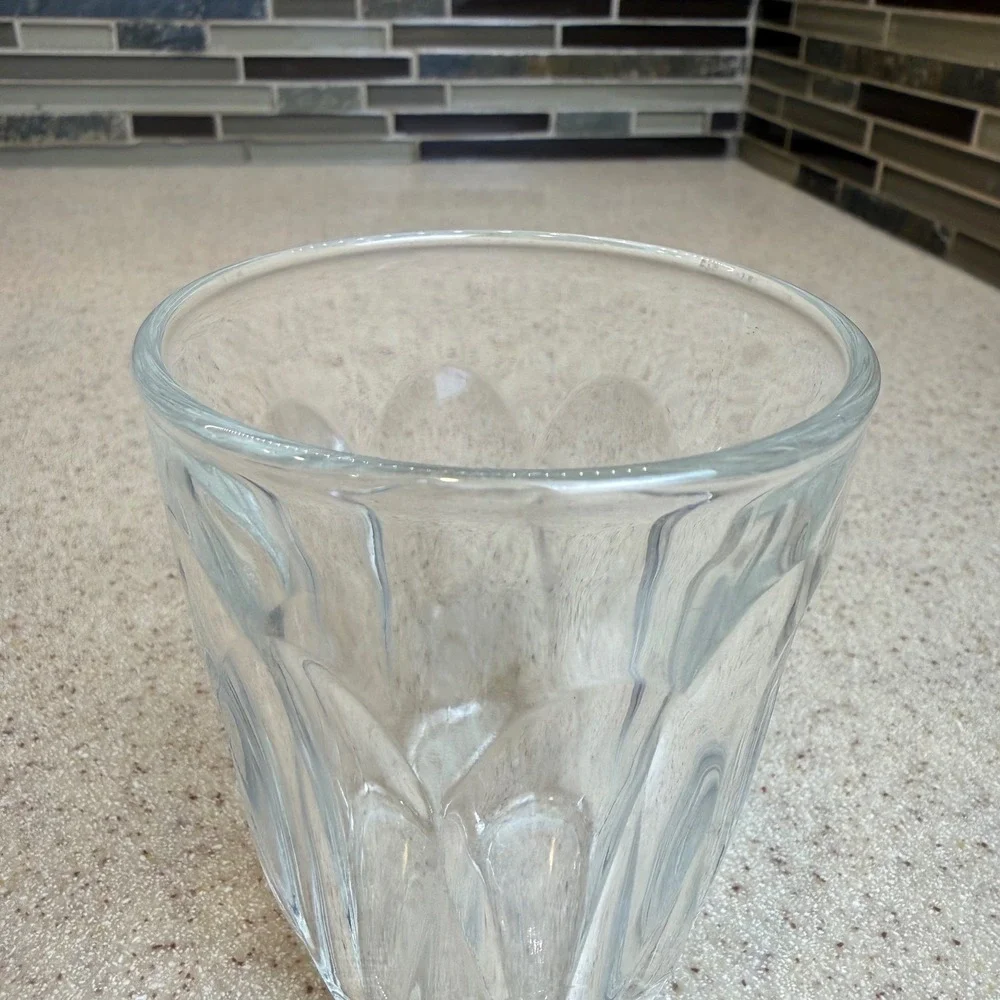 VTG Vetravir Italy Clear Glass Juice Glasses Set of 6 Paneled Scalloped Art Deco